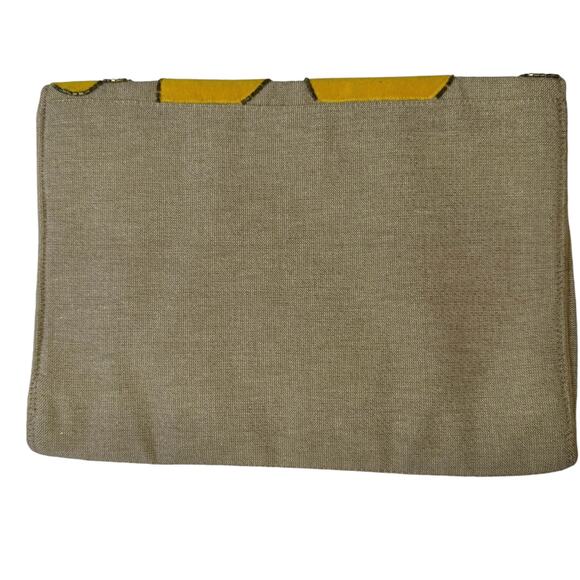 Lulus Meadows Beige and Mustard Yellow Velvet Embroidered Clutch - Picture 4 of 4